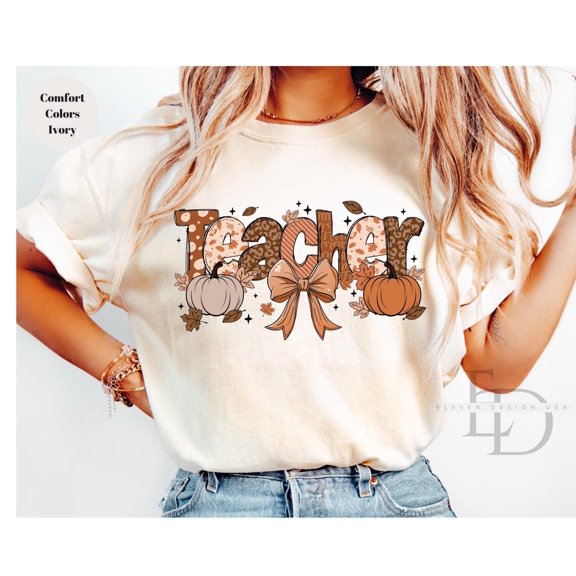 Velto Teacher Fall Coquet bow Shirt, Happy Holiday Shirt, Happy Holiday Gift for Teacher Shirt,Teacher Shirt, Trendy Happy Holiday Shirt All Size S-5XL