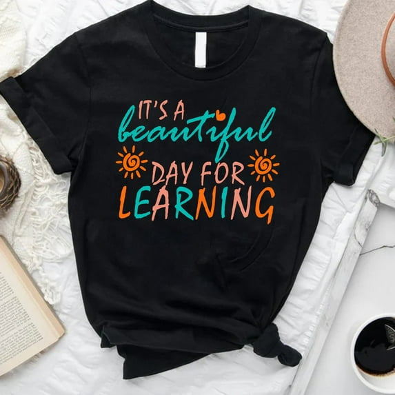 Velto Teacher Shirts, It's A Beautiful Day For Learning Shirt, Gift for Teacher, Teacher Life, Teach Love Inspire, Teacher Team Tee,Learning Shirt All Size S-5XL