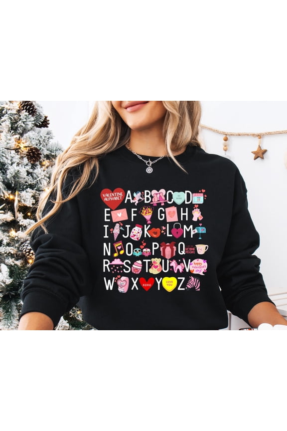 Teacher Valentine Sweatshirt, Alphabet Kindergarten Sweater,Teacher ,Valentine Teacher Gift,Teacher Heart Sweater,Cute Teacher Sweater All Size S-5XL