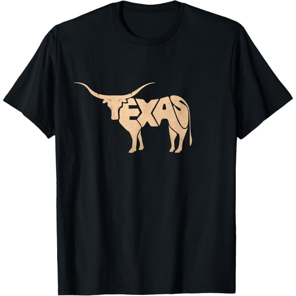 Velto Texas Longhorn Word Art - Cool Animal T-Shirt All Size S-5XL