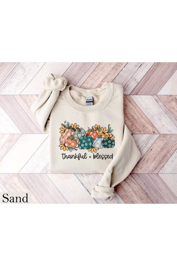 Thankful Blessed Sweatshirt, Pumpkin Crewneck, Hello Pumpkin, Fall Vibes, Family Thanksgiving Shirt, Retro Thanksgiving Sweater, Fall Shirt All Size S-3XL