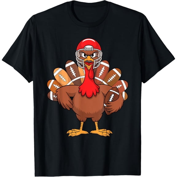 Velto Thanksgiving Football Cool Football Turkey For Men Boys T-Shirt All Size S-5XL