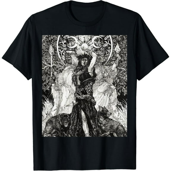 Velto The Goddess Hecate Tarot Card Triple Wiccan Pagan Moon Witch T-Shirt All Size S-5XL