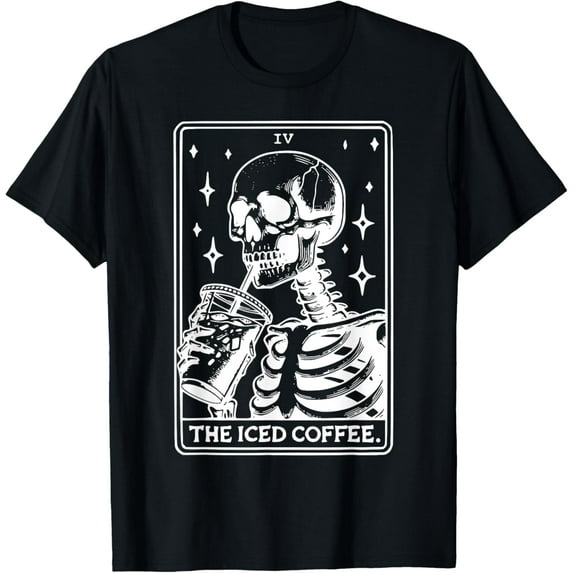 Velto The Iced Coffee Tarot Card Skeleton Coffee Lover All Size S-5XL