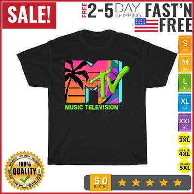 Velto The MTV Logo with retro palms in paradise Vintage T Shirt Men Women All Size S-5XL