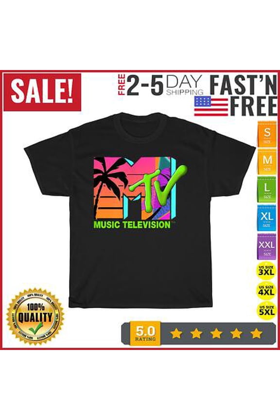 The MTV Logo with retro palms in paradise Vintage T Shirt Men Women All Size S-5XL