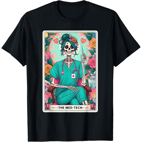 Velto The Med Tech Tarot Card Skeleton Medication Aide CMA Nursing T-Shirt All Size S-5XL