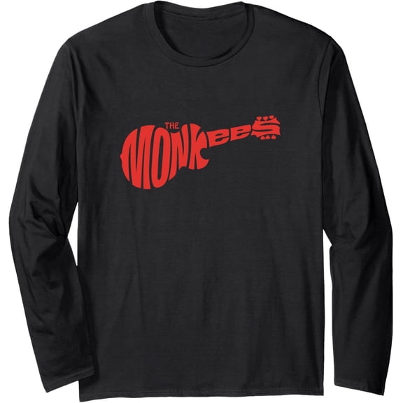 Velto The Monkees Classic Red Guitar Logo Black Long Sleeve Swearshirt Full Size S-5XL