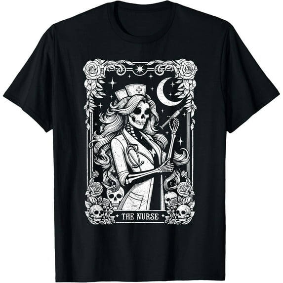 Velto The Nurse Skeleton Tarot Card Nursing Nurse RN LPN NP T-Shirt All Size S-5XL