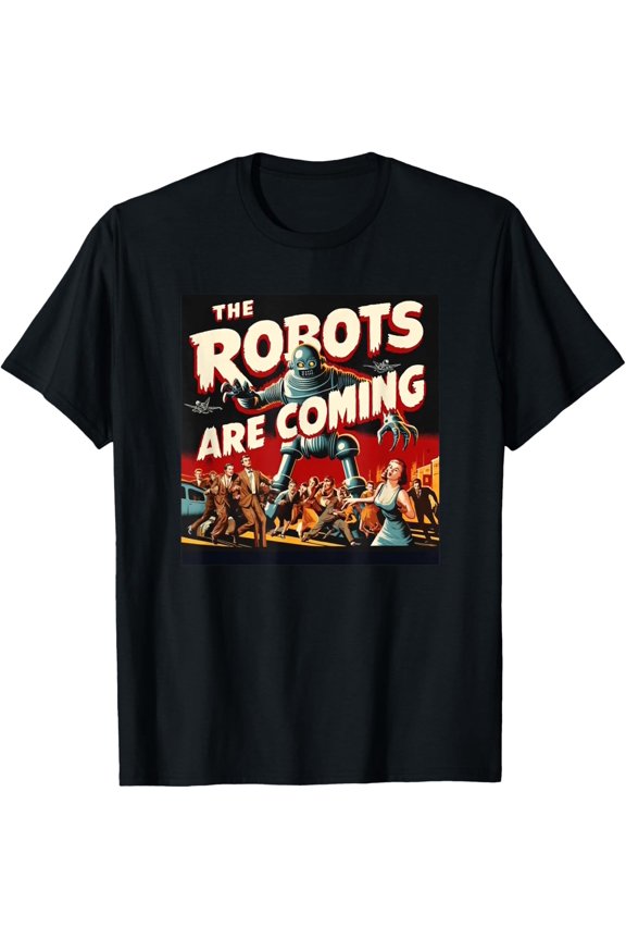 The Robots Are Coming - Classic 50s Horror Design T-Shirt All Size S-5XL