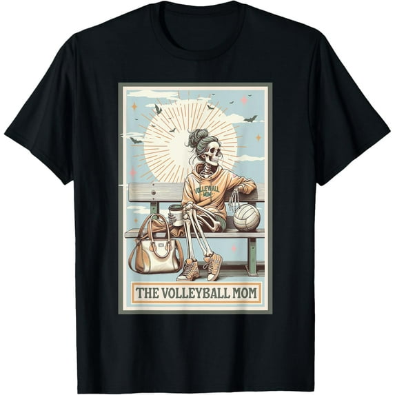 Velto The Volleyball Mom Skeleton Tarot Card Game Day Mother's Day T-Shirt All Size S-5XL