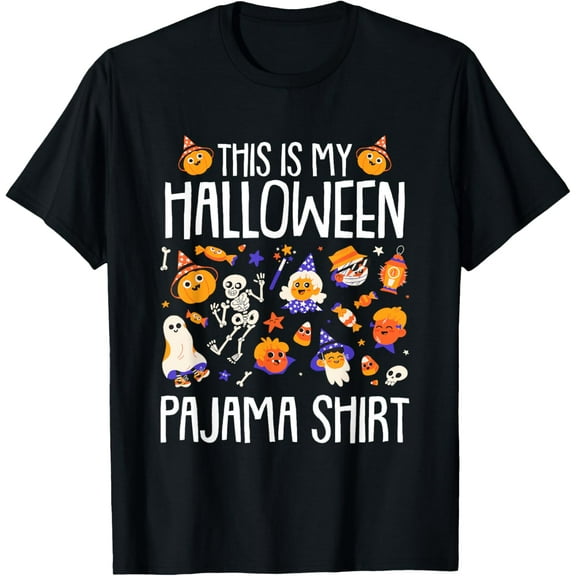 Velto This Is My Pajama Shirt Pumpkin Witch Skeleton T-Shirt All Size S-5XL