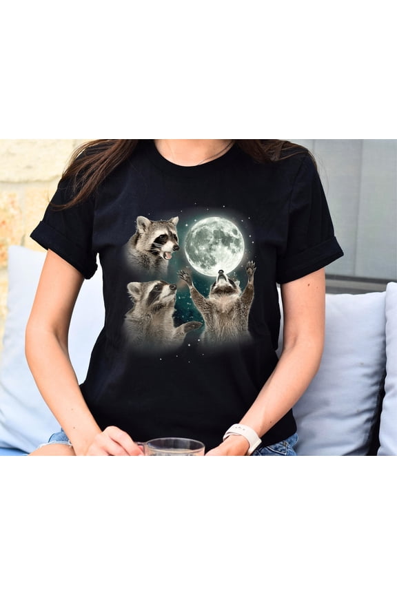 Three s Vintage Graphic T-shirts, Retro Moon Tshirt, Lovers, Raccon Tee, Oversized Washed Tee, Gifts All Size S-5XL
