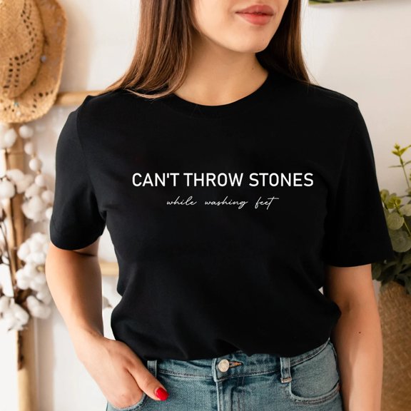 Velto Can't Throw Stones While Washing Feet Shirt, Religious Shirt, Faith Shirt, Church Shirt, Christian Gift,Trendy Christian Tee,Bible Verse Tee All Size S-5XL