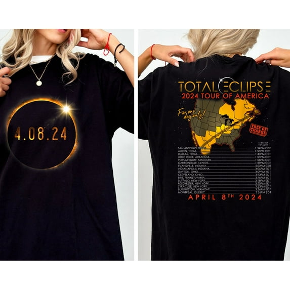 Velto Total Solar Eclipse 2024 Shirt, April 8 2024 Shirt, Solar Eclipse Twice In A Lifetime 2024 Shirt, Path of Totality Tee,Eclipse Souvenir Gift All Size S-5XL