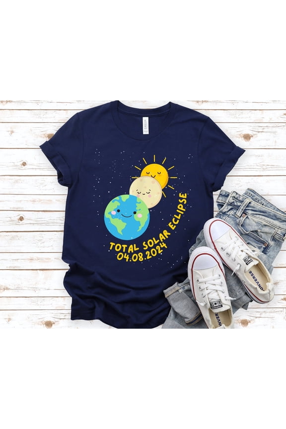 Total Solar Eclipse 2024 Shirt, Cute Shirt 2T-5T Solar Eclipse, April 8 2024 Cute Moon Sun Earth Phases, Solar Eclipse Shirt All Size S-5XL