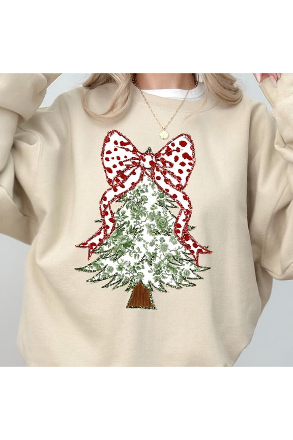 Tree Bow Shirt, For Women, Toile Tree Tshirt, Coquette Sweater, GiftFull Size S-3XL