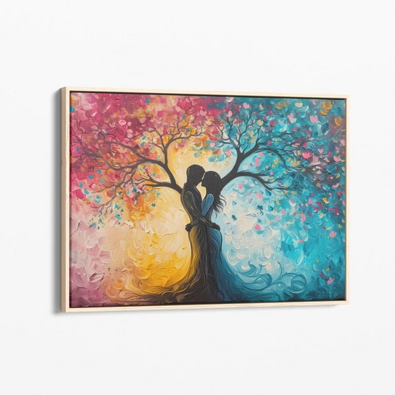 Velto Tree Of Love Panting Canvas | Soulmate Wall Art | Intricate Artwork | Vibrant Colorful Silhouettes | Couple Art | Valentine'S Gift | Tol7 Canvas, 16x24 UNFRAMED