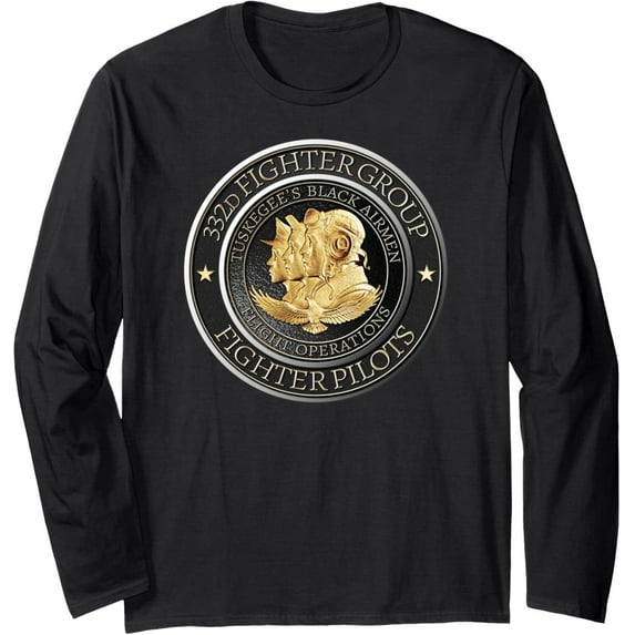 Velto Tuskegee Red Tail Airmen Squadron: 332nd Fighter Group Long Sleeve Swearshirt Full Size S-5XL