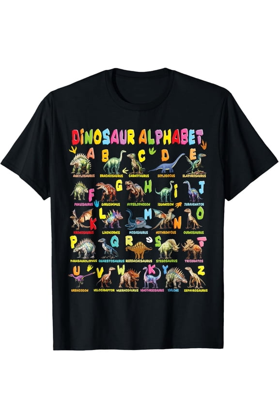 Types of Dinosaurs Alphabet A-Z ABC Dino Boys Girls T-S T-Shirt All Size S-5XL