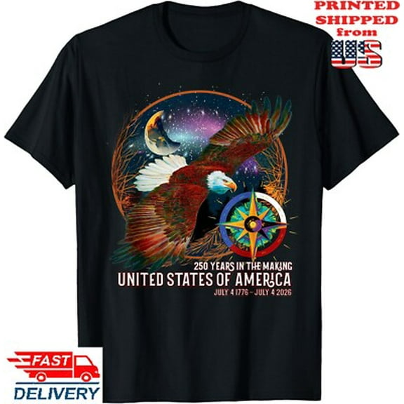 Velto USA 250th Anniversary July 4 1776-2026 American Bald Eagle T-Shirt, Unisex Tee All Size S-5XL