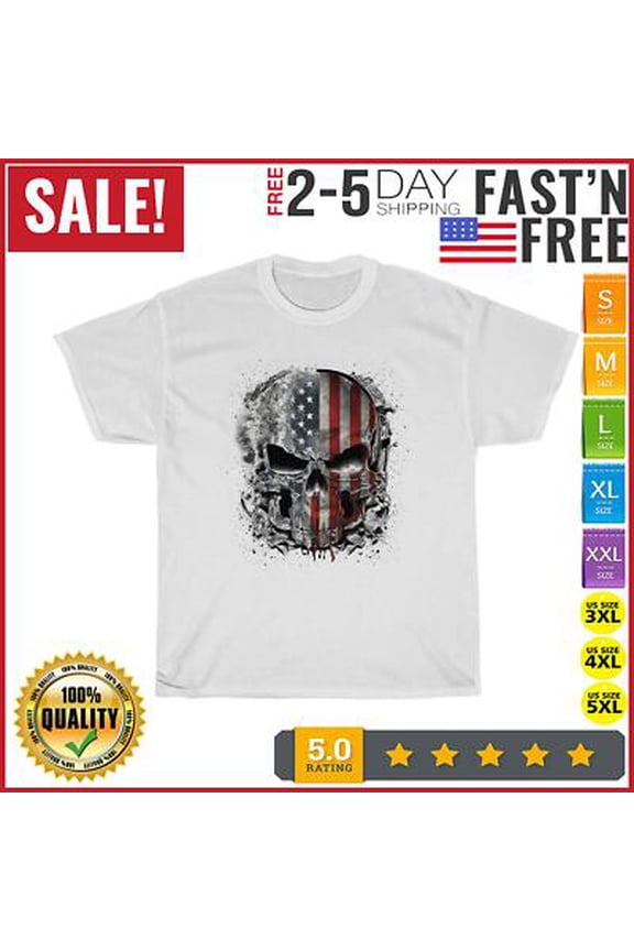 USA Military American Skull Flag Vintage T Shirt Men Fashion 2023 Women T Shirt All Size S-5XL