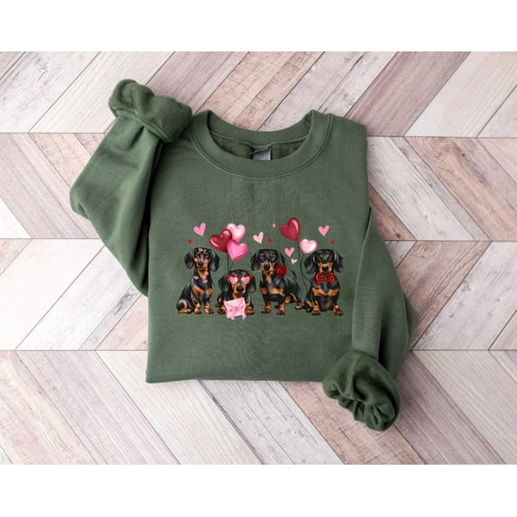 Velto Valentine Dachshund Dog , Dachshund Mom Shirt, Dachshund Lover Shirt, Valentine Lovely Dog , Valentines Day Gift Sweatshirt Full Size S-5XL