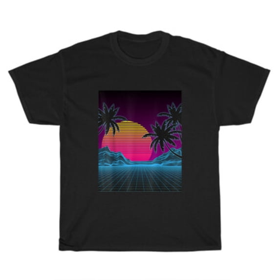 Velto Vaporwave Aesthetic Sunset Mountains Palms Vintage Retro T-Shirt Unisex Tee Gift All Size S-5XL