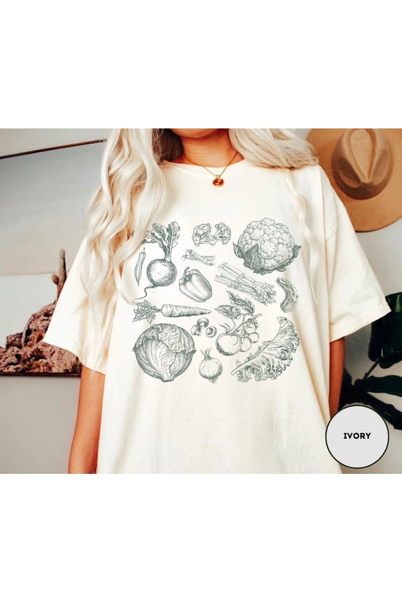 Vegetable Garden Graphic T-Shirt Vegan Cottagecore Gardening Food Lover Style, Full Size S-5XL