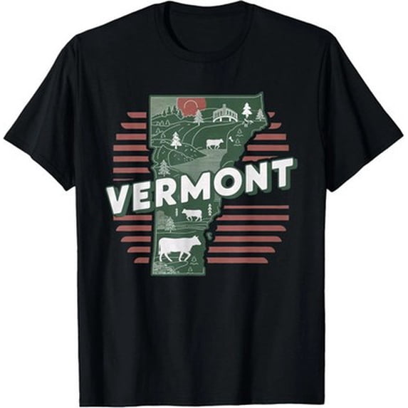 Velto Vermont Retro Souvenir T-Shirt for Men Women Vintage Vermont Tee All Size S-5XL