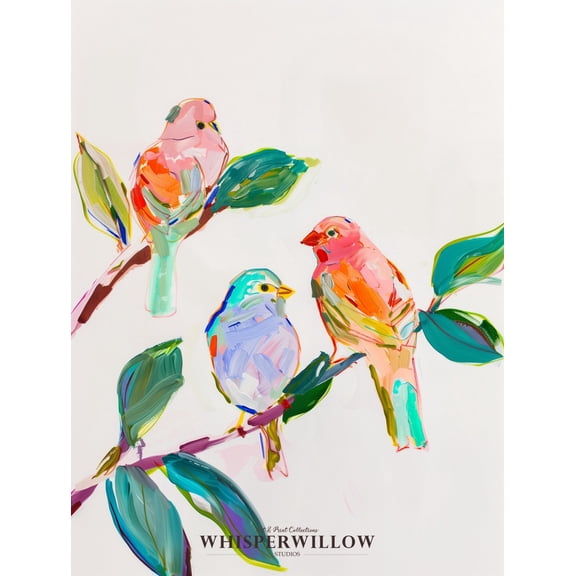 Velto Vibrant Colors Beautiful Wild Birds, Animal Tree Print, Colorful Abstract Wall Art, Wildlife Decor Canvas, 12x16 0.75-Inch Pine Wood Frame