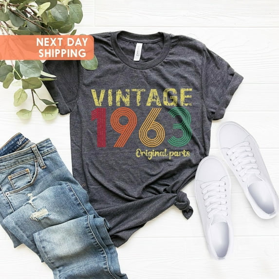 Velto Vintage 1963 Original Part Tee, 62nd Birthday Shirt, 62nd Birthday Gift For Women, 1963 Retro Shirt, 62nd Birthday Shirt For Men, 1963 Tee All Size S-5XL