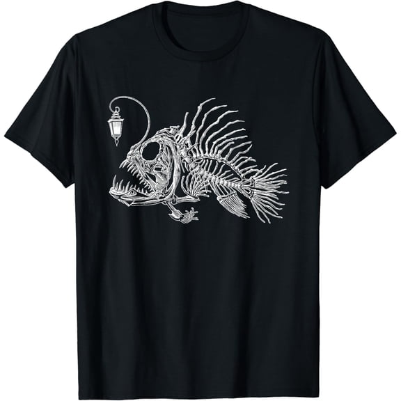 Velto Vintage Angus The Anglerfish Skeleton Cottagecore Aesthetic T-Shirt All Size S-5XL