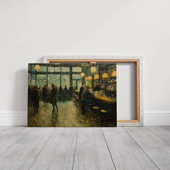 Velto Vintage Barroom Canvas Wall Art Classic Retro Pub Décor Canvas, SIZE 12x16 INCLUDE Pine Wood Frame 1.25-Inch