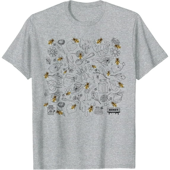 Velto Vintage Bee Botanical Honeycomb Bumblebees Bee Lovers T-Shirt All Size S-5XL