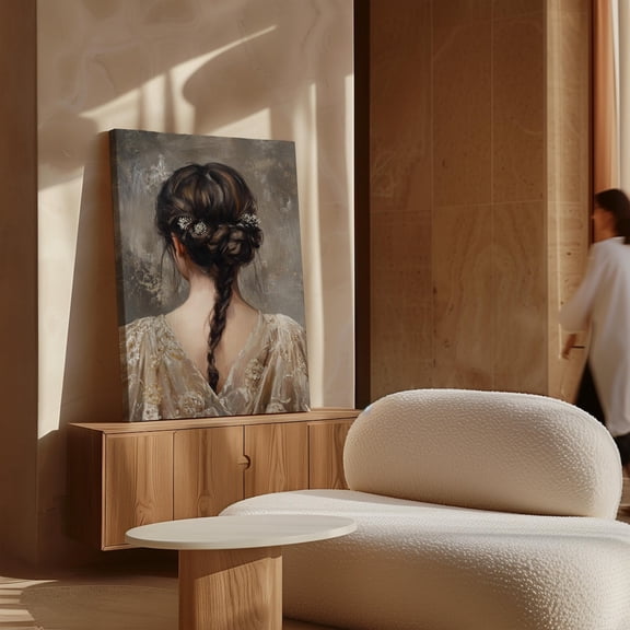 Velto Vintage Braided Hair Canvas Art - Romantic Victorian Bridal Wall Decor, Elegant Antique Style, SIZE 12x16 INCLUDE Pine Wood Frame 1.25-Inch