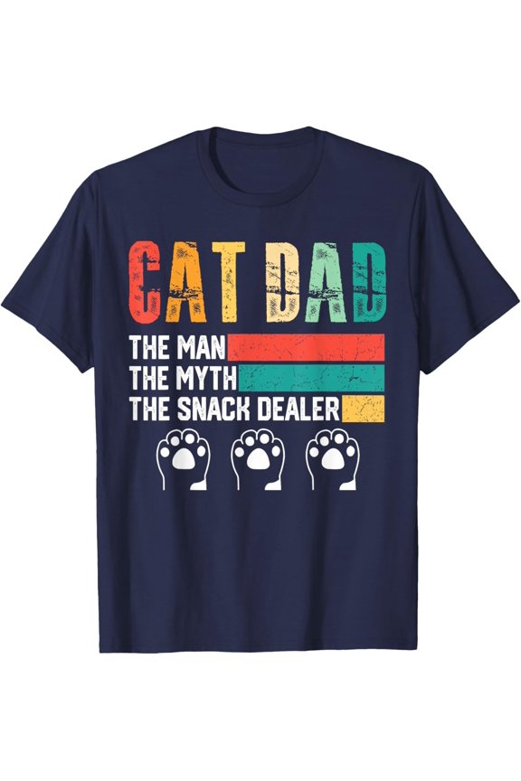 Vintage Cat Dad The Man The Myth Snack Dealer Father Day T-Shirt All Size S-5XL