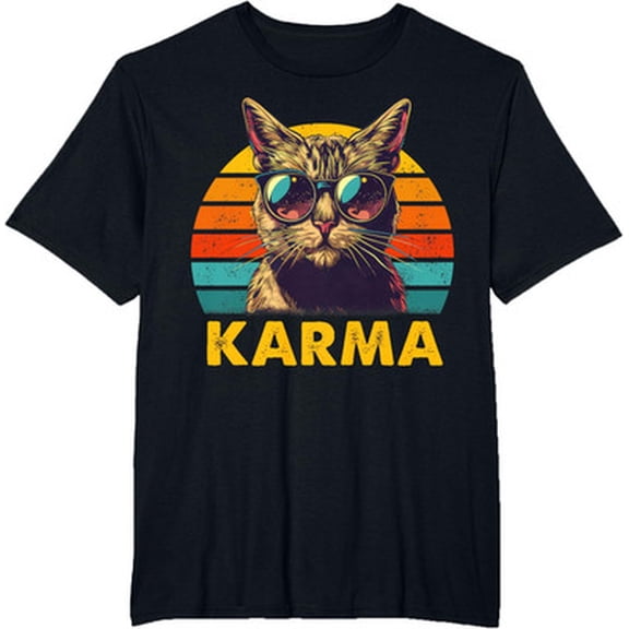 Velto Vintage Cat Music Gifts For Teens Girls Women Men Karma T-Shirt All Size S-5XL