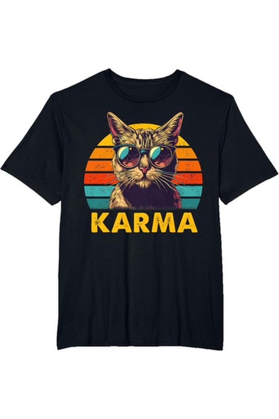 Vintage Cat Music Gifts For Teens Girls Women Men Karma T-Shirt All Size S-5XL