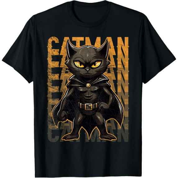 Velto Vintage Catman Superhero Catman Black Cat Cat With Cape T-Shirt All Size S-5XL