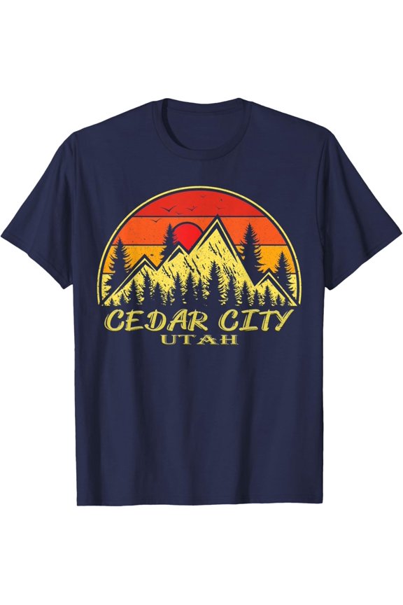 Vintage Cedar City Utah UT Mountains Hike Hiking Souvenir T-Shirt All Size S-5XL