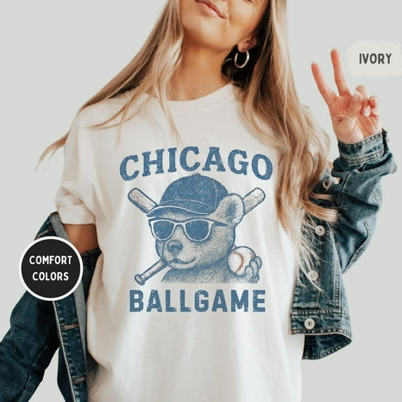 Velto Vintage Chicago Baseball T-shirt, Retro Baseball Tee, Cub bear . Fan Gift, Unisex Graphi, Distressed Baseball All Size S-5XL