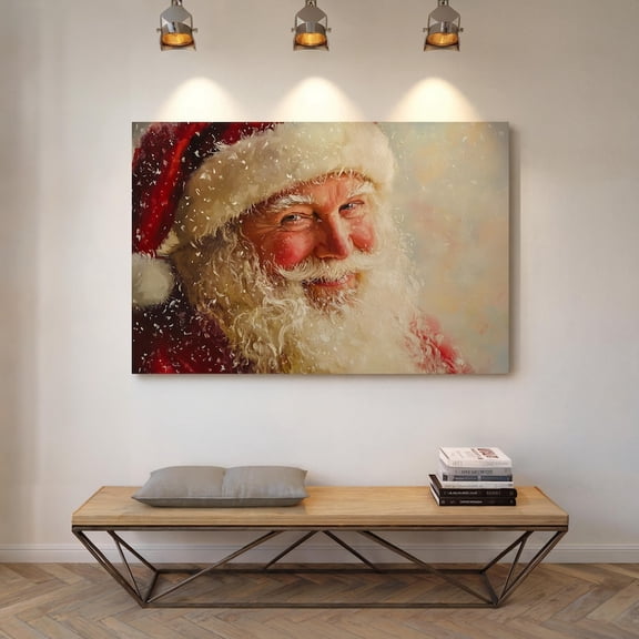 Velto Vintage Claus Canvas Art - Jolly Holiday Wall Decor for Cozy Home, SIZE 12x18 INCLUDE Pine Wood Frame 1.25-Inch