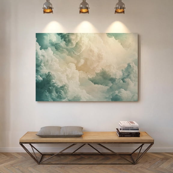 Velto Vintage Cloud Canvas Art, Soft Sky in Pastel Hues for Dreamy Wall Decor, SIZE 12x16 INCLUDE Pine Wood Frame 1.25-Inch