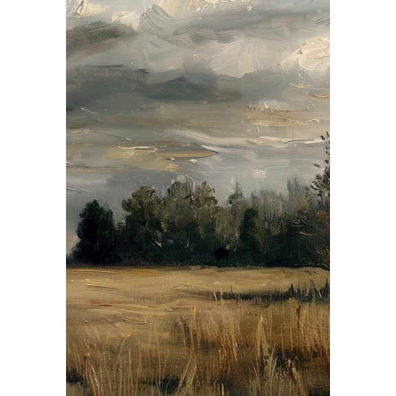 Velto Vintage Country Moody Sky Sunset, Stunning Scenic Trees, Dramatic Clouds, Rustic Farm Field Landscape Decor Canvas, 8x12 UNFRAMED