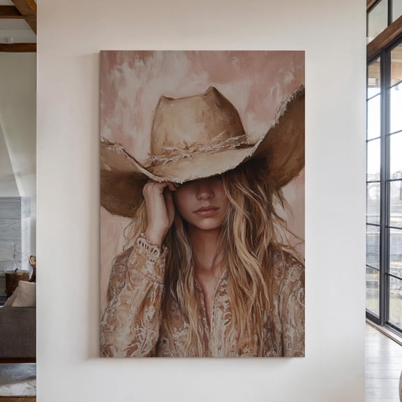 Velto Vintage Cowgirl Canvas Art Rustic Western Wall Decor Shabby Chic Country Style Wall Art, SIZE 8x10 INCLUDE Pine Wood Frame 1.25-Inch