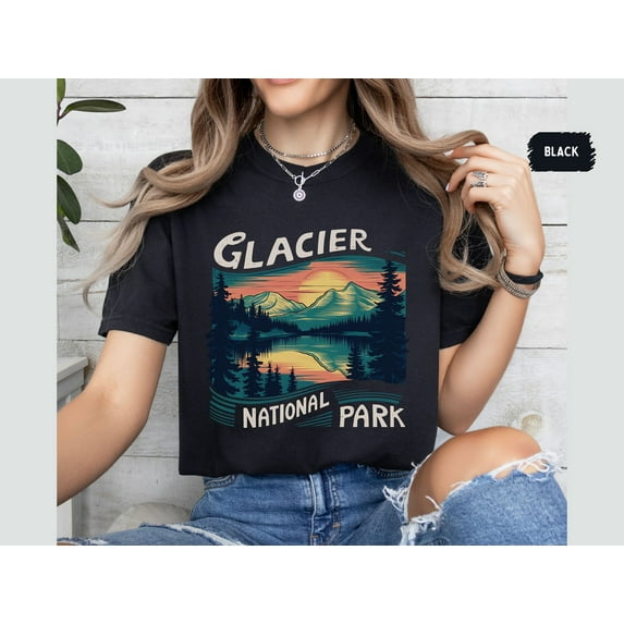Velto Vintage Glacier National Park Shirt, Montana Shirt, Glacier Souvenir Hiking Shirt Mountains tShirt Rockies Shirt Granola girl All Size S-5XL