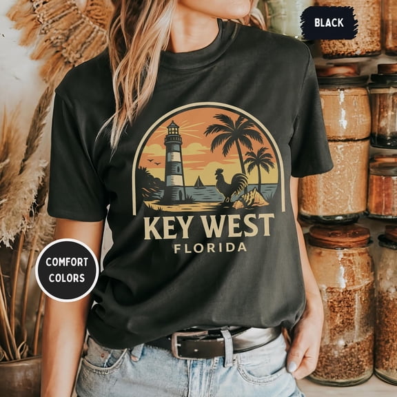 Velto Vintage Key West T-Shirt, Unisex Tee, Garment-Dyed Shirt, Retro Key West Top, Beach Vibes Tee, Florida Souvenir gift All Size S-5XL