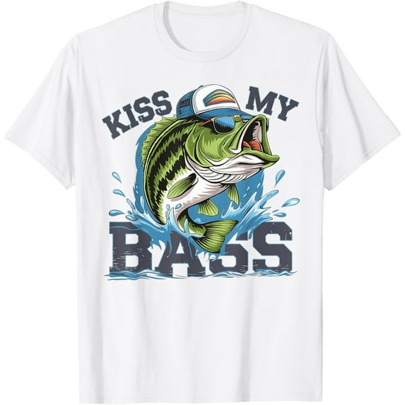 Velto Vintage Kiss My-Bass Fishing Lover Bass Fisher Womens Mens T-Shirt All Size S-5XL