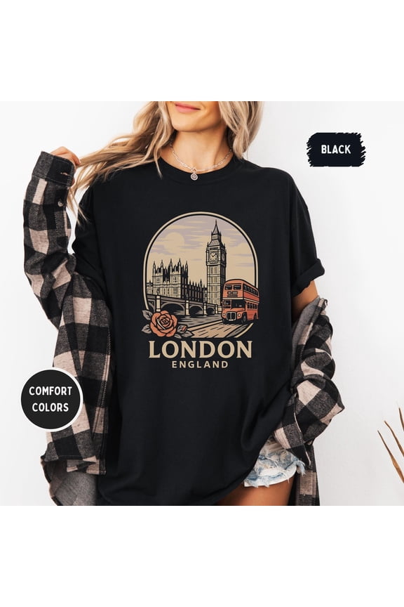 Vintage London England Unisex T-shirt, Retro UK Tee, Soft Shirt, British Souvenir Top, Gift for Travelers, Distressed London All Size S-5XL